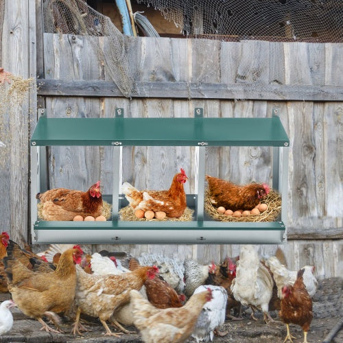 Metal Nesting Boxes For Chicken,3 Compartment Nesting Box,Galvanized Steel Nesting Boxes For Hens, Easy To Assemble — image 1 of 6