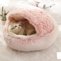 2 In 1 Dog And Cat Bed Pet Winter Bed Round Plush Warm Bed House Soft Long Plush Pets Bed Pet Products — image 1 of 86