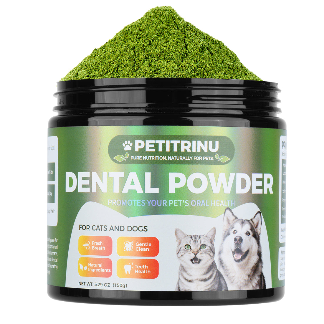 PETITRINU Natural Dental Powder For Cats And Dogs, Fresh Breath Gentle Clean Teeth Health Pet Oral Care Powder 150g — image 1 of 6