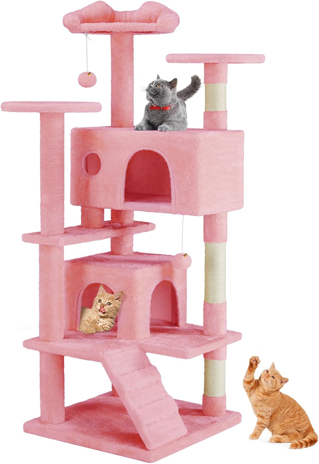 54 -Cat Tree Tower - Multi-level With Sisal Grab Post, Indoor Apartment With Ladder, Plush Toys, Rest And Play — image 1 of 11