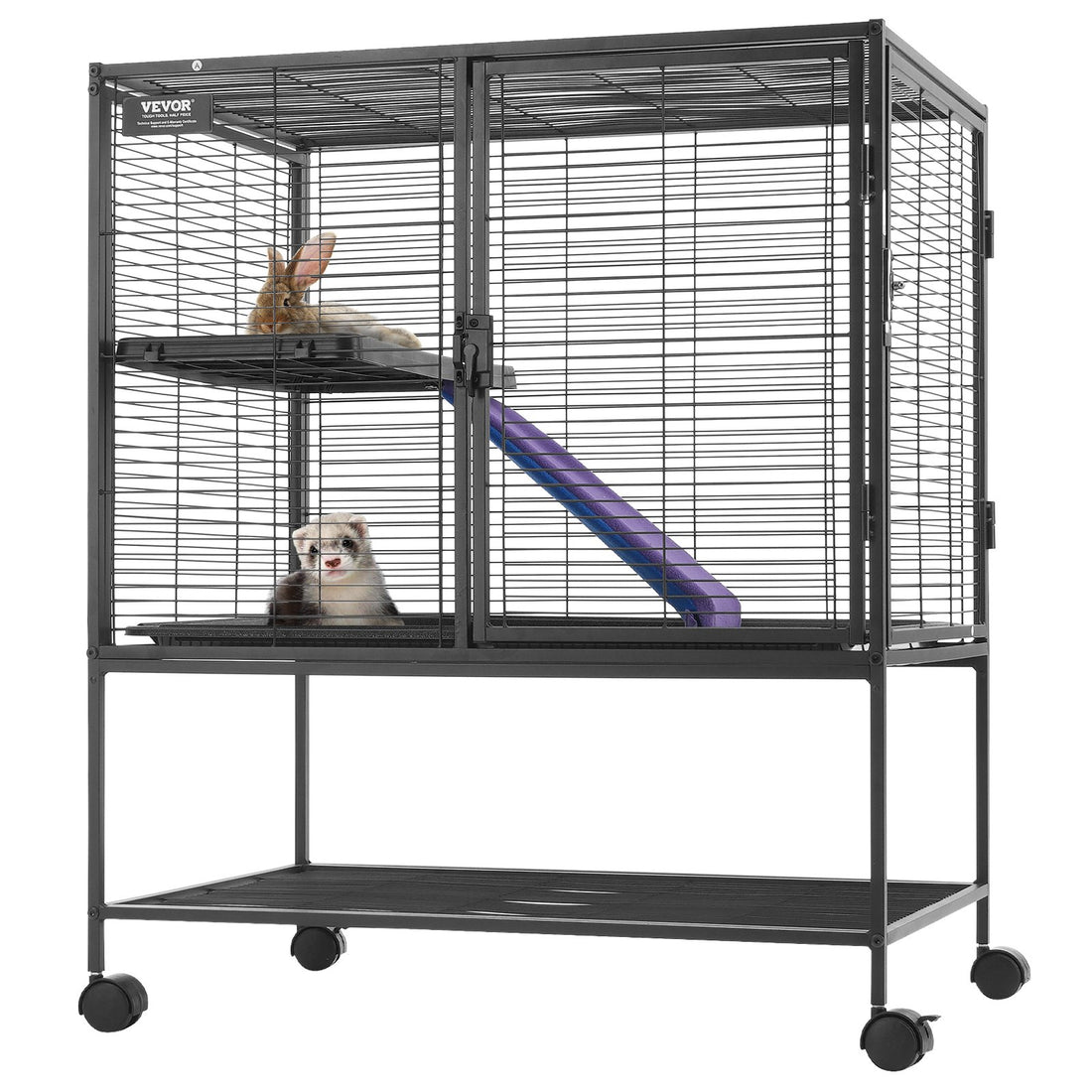 36' Metal Small Animal Cage 2-Tier Rolling Ferret Cage With Tray A Ramp — image 1 of 6