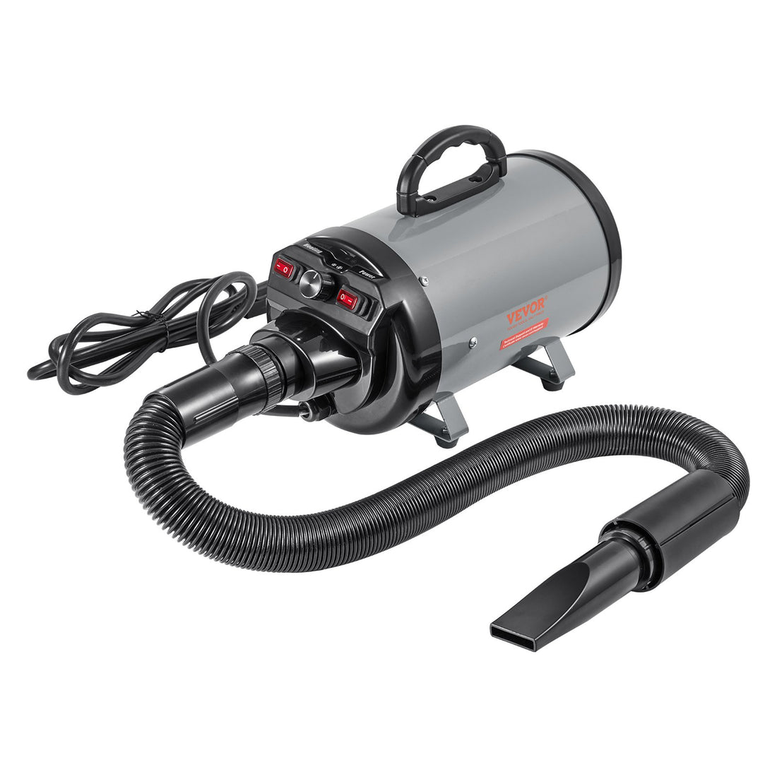 Dog Dryer, 2800W/4.3HP Dog Blow Dryer, Pet Grooming Dryer With Adjustable Speed And Temperature Control, Pet Hair Dryer With 4 Nozzles And Extendable Hose, Grey And Black — image 1 of 6