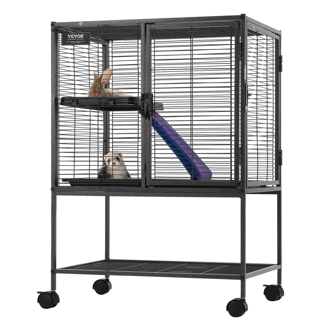 34' Metal Small Animal Cage 2-Tier Rolling Ferret Cage With Tray A Ramp — image 1 of 6