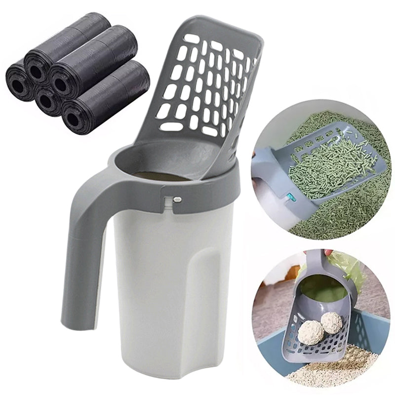 Cat Litter Scoop Detachable Deep Shovel Holder With Poop Sifting WIth 5 Rolls F — image 1 of 10