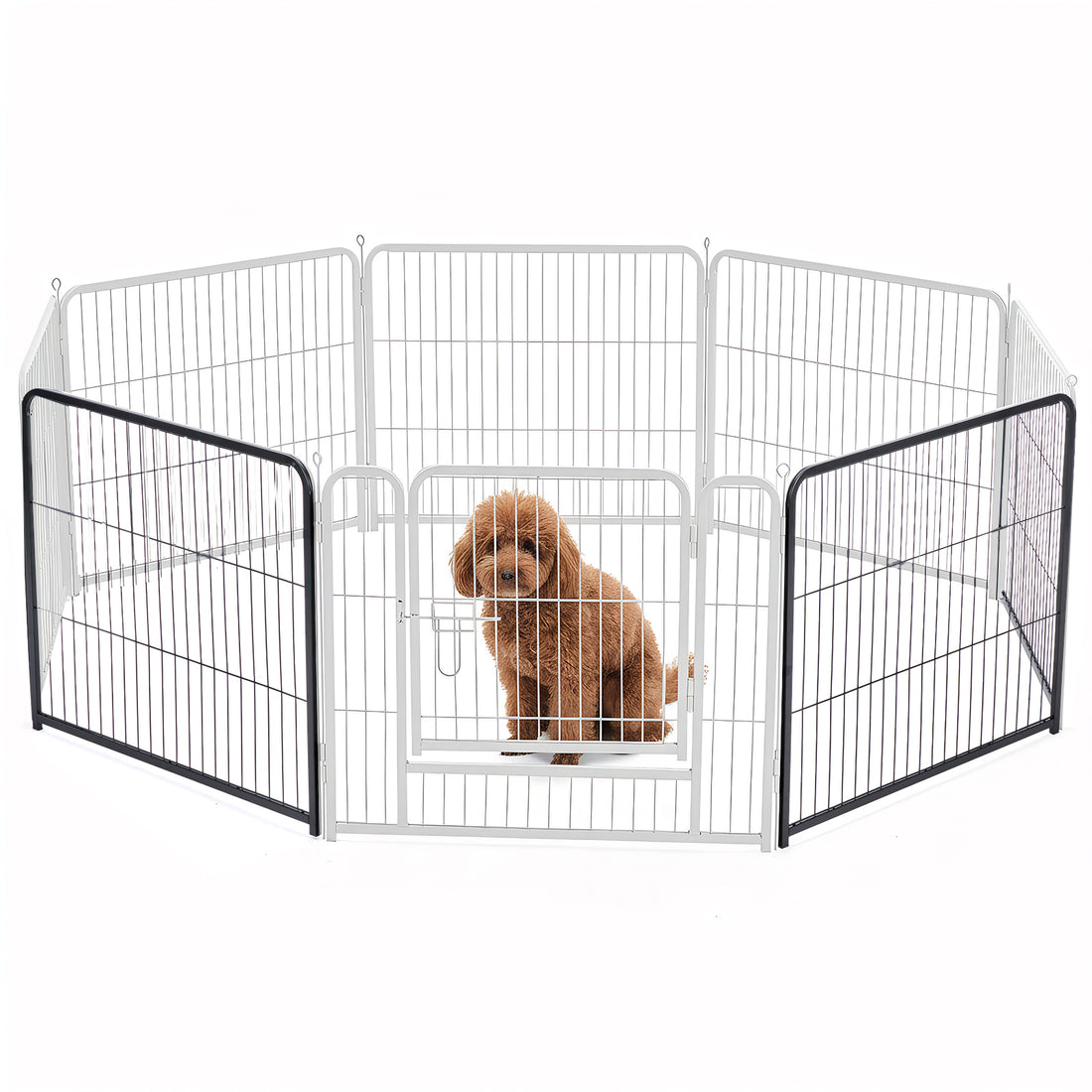 Metal Material, Foldable Pet Fence With A Door, Suitable For Small, Medium And Large-sized Dogs Outdoors — image 1 of 6