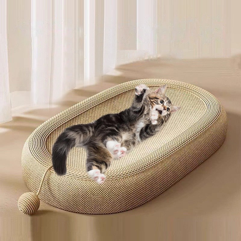 Oval Cat Scratcher Board Bed Kitten Scratching Pad Bowl Nest Activity Center — image 1 of 6