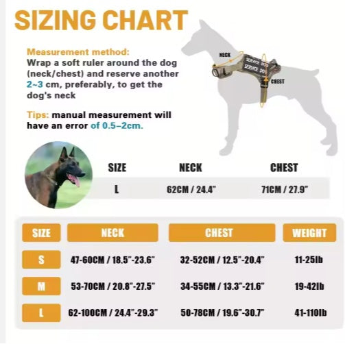 USLOCAL Tactical Service Dog Harness With Control Handle No Pulling Adjustable Reflective Pet Vest Harness Easy Walking Training — image 1 of 10