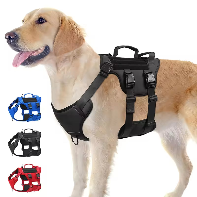 Heat-resistant Durable Nylon Tactical Service Dog Harness, Adjustable No-pull Reflective Vest With Dual Handles For Large Dogs — image 1 of 9
