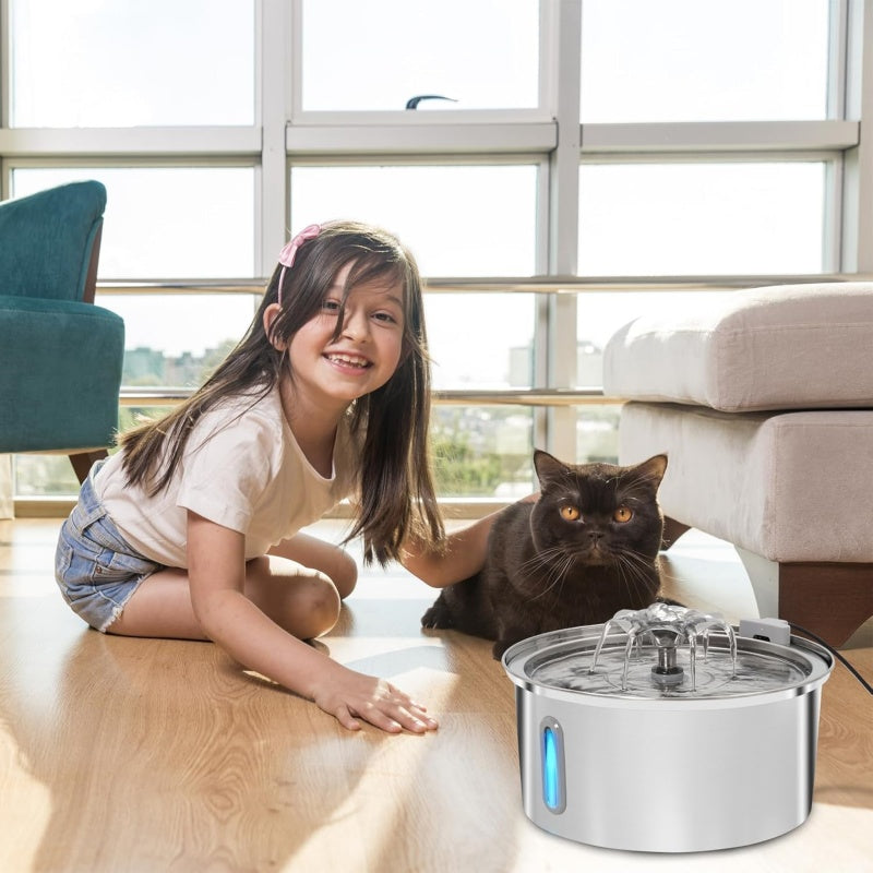 2.2L Cat Dog Water Fountain Automatic Pet Drink Dispenser Stainless Steel Bowl — image 1 of 10