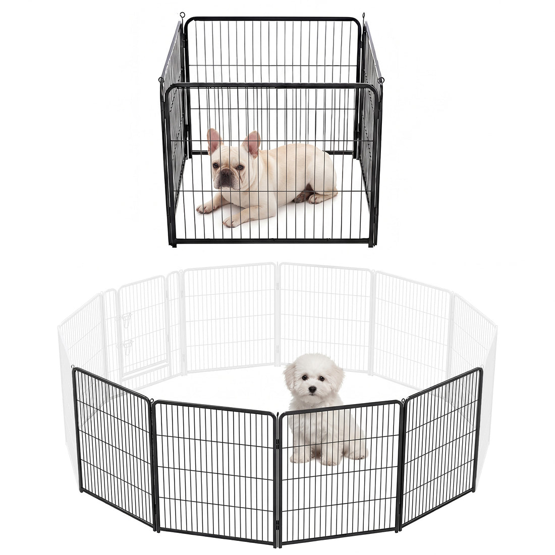 Metal Material, Foldable Pet Fence With A Door, Suitable For Small, Medium And Large-sized Dogs Outdoors — image 1 of 10