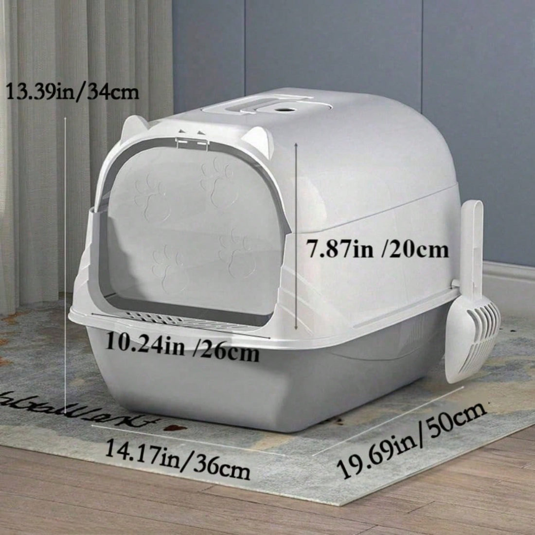 Fully Enclosed Cat Litter Box With Hood And Handle Durable With Flap On Front — image 1 of 10